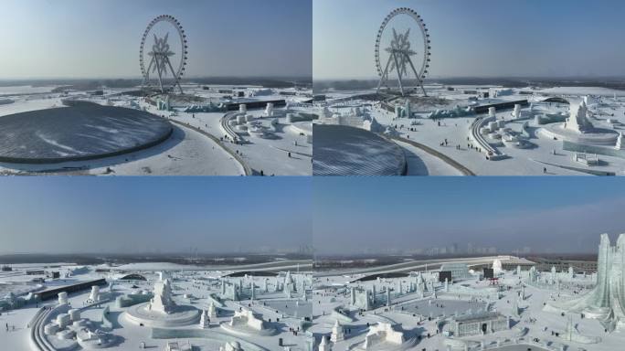 哈尔滨冰雪大世界航拍风景