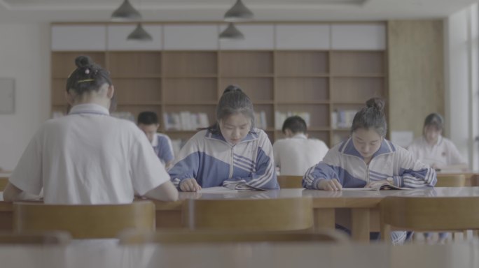 【4K灰度】高中生教室看书自习