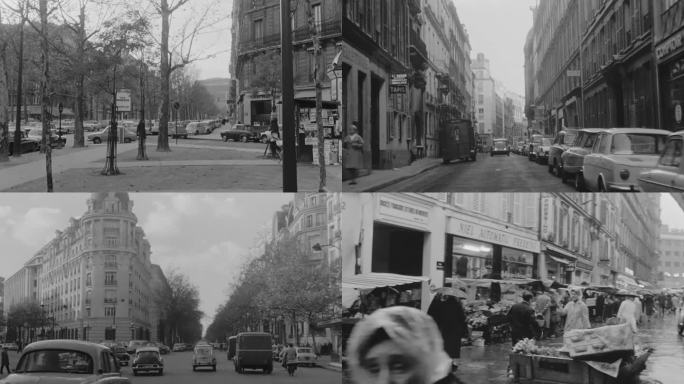 50年代巴黎城市街道火车站集市咖啡馆