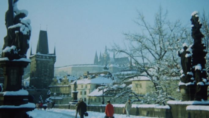 70年代布达佩斯匈牙利布达城堡冬季雪景