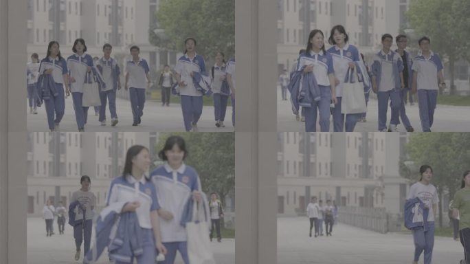 【4K灰度】高中女生中学女生下课