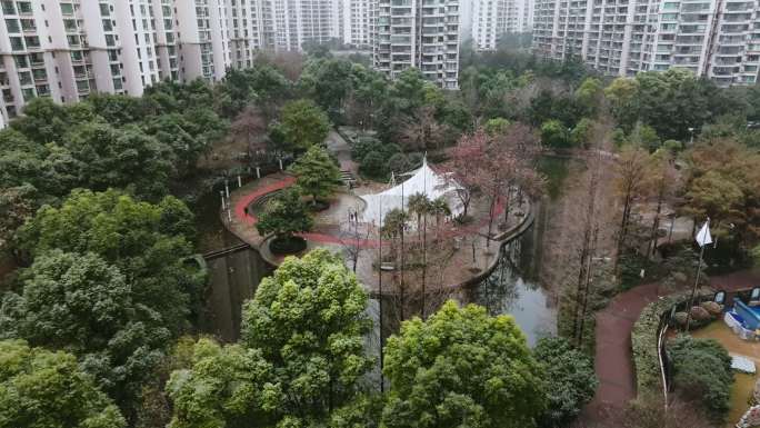 4K 上海 中远两湾城 雪景航拍