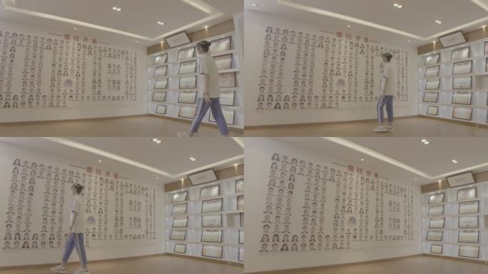 【4K灰度】高中生观看学校文化墙