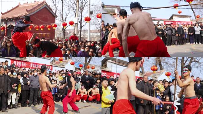 传统庙会 社火表演 传统庙会打架街头表演