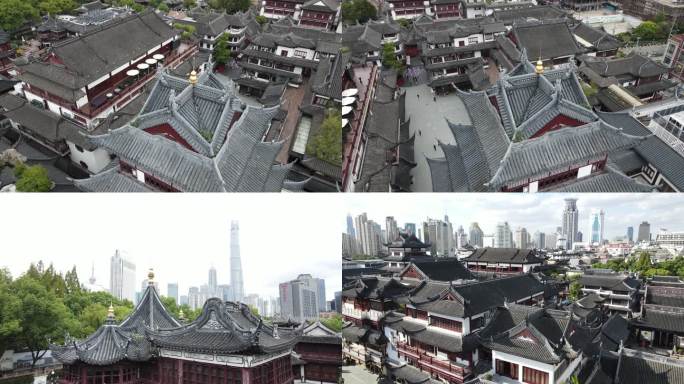 上海豫园建筑航拍