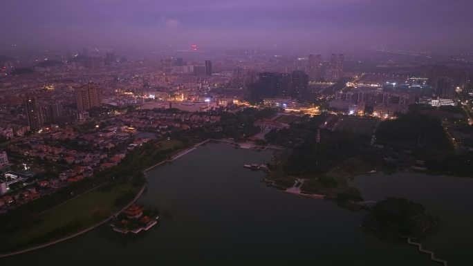 佛山顺德顺峰山公园清晨航拍