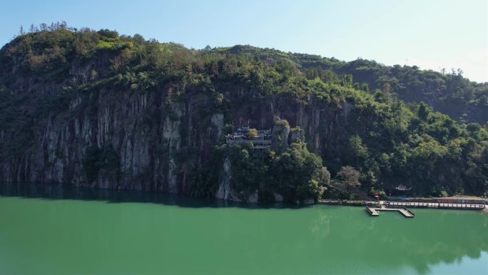 浙江温州楠溪江太平岩秋季风光航拍