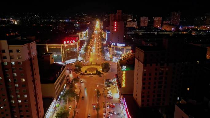 航拍陕北航拍陕西榆林定边县城夜景4K成片