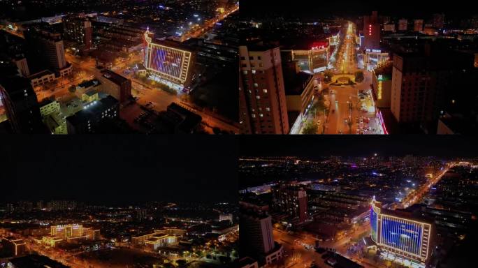 航拍陕北航拍陕西榆林定边县城夜景4K成片