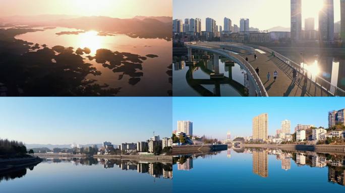 【4k原创】湖北省赤壁市城市航拍日出