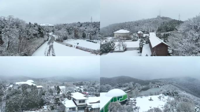 航拍济南南部山区的雪后美景，犹如仙境