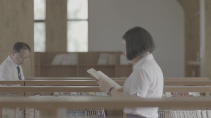 【4K灰度】女子看书老师阅读