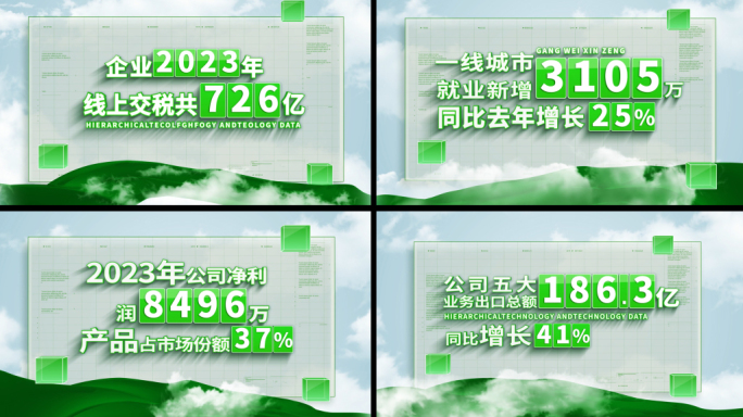 大气绿色科技文字数据展示AE模板