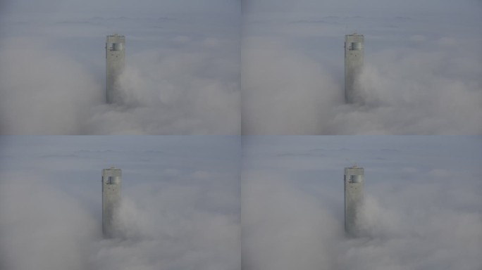 4K 2023年厦门平流雾航拍第一高楼