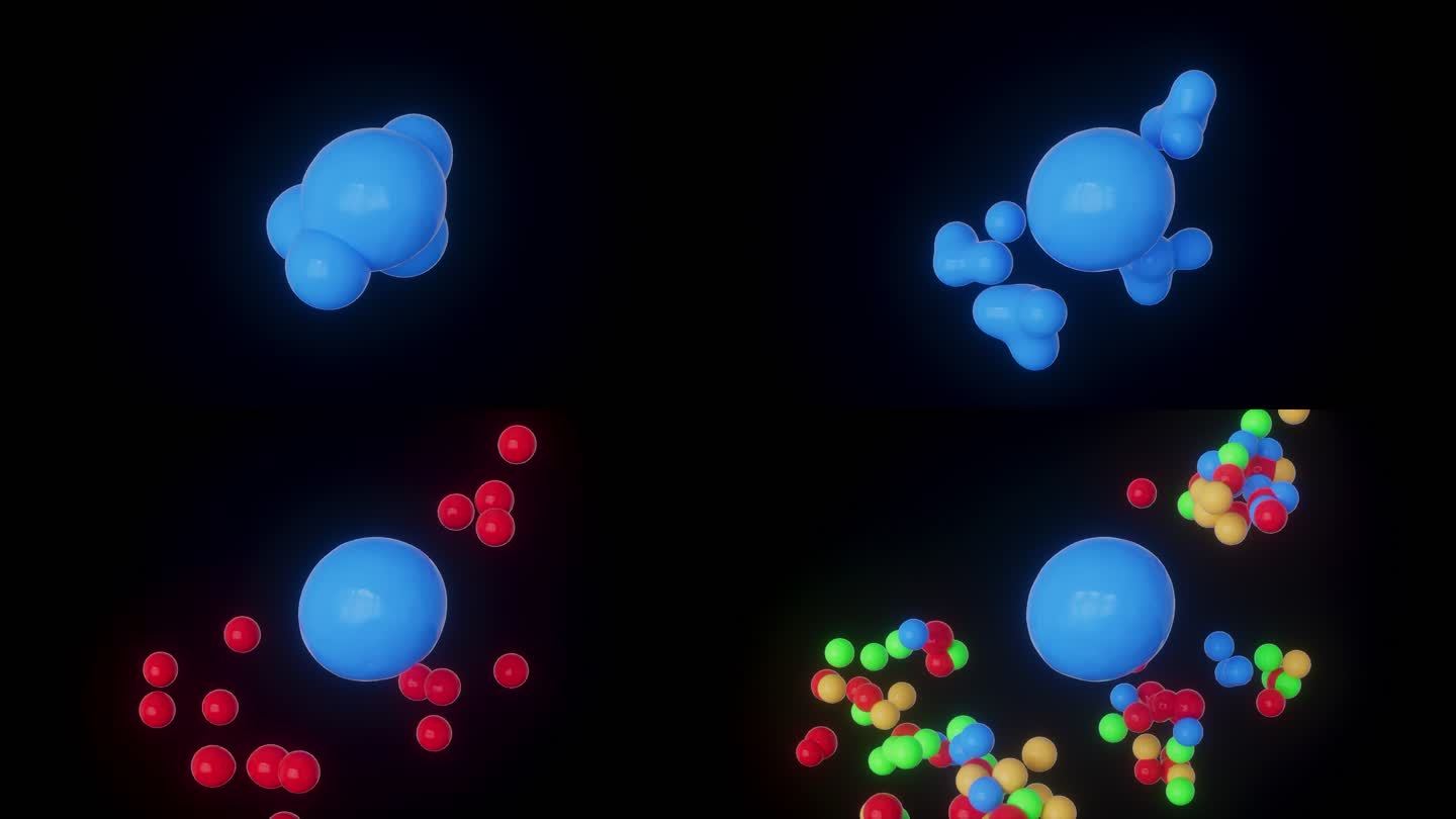 彩色球 分裂 细胞 分子 裂变