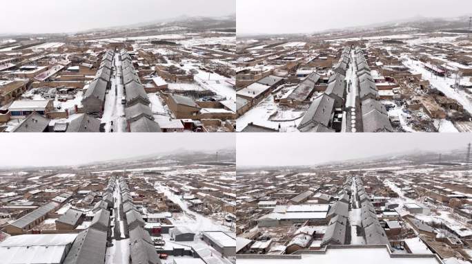 大同镇边堡冬季雪景航拍