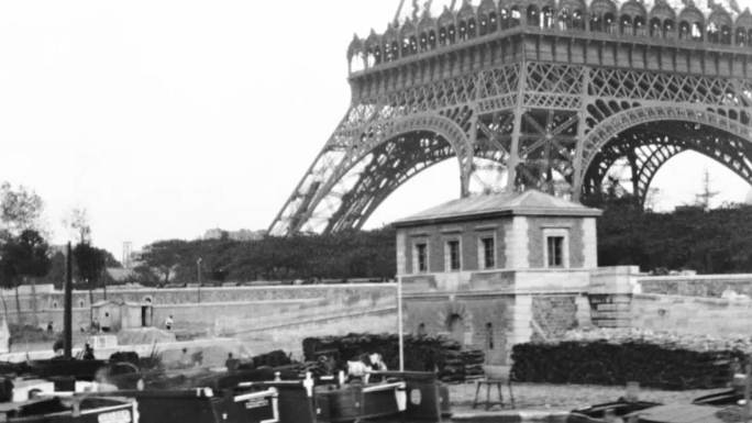 20年代巴黎城市马车埃菲尔铁塔街道商业区