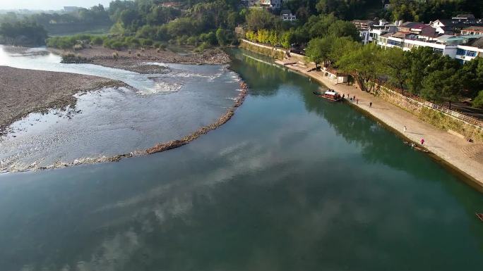 浙江温州楠溪江秋季风光航拍