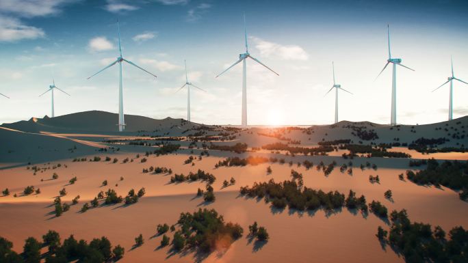沙漠变森林沙漠治理总风力发电新能源