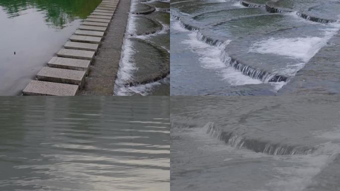 夏季小溪的高山流水小溪潺潺龙鳞坝清澈水流