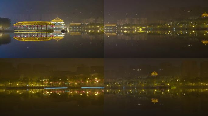 曲江南湖夜景视频4k素材