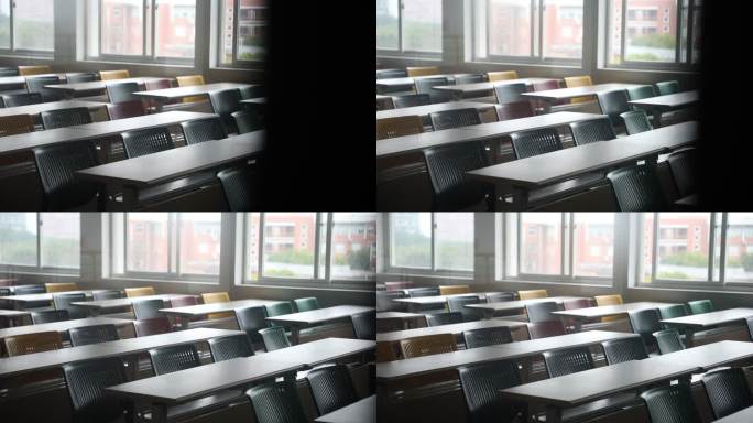 大学校园教室平移空镜头