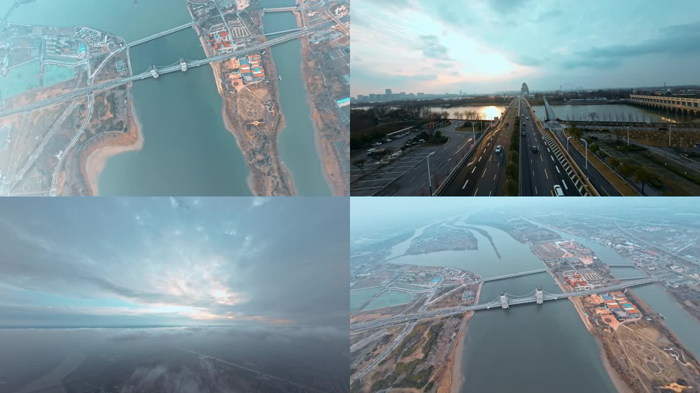 扬州万福大桥两段穿云素材