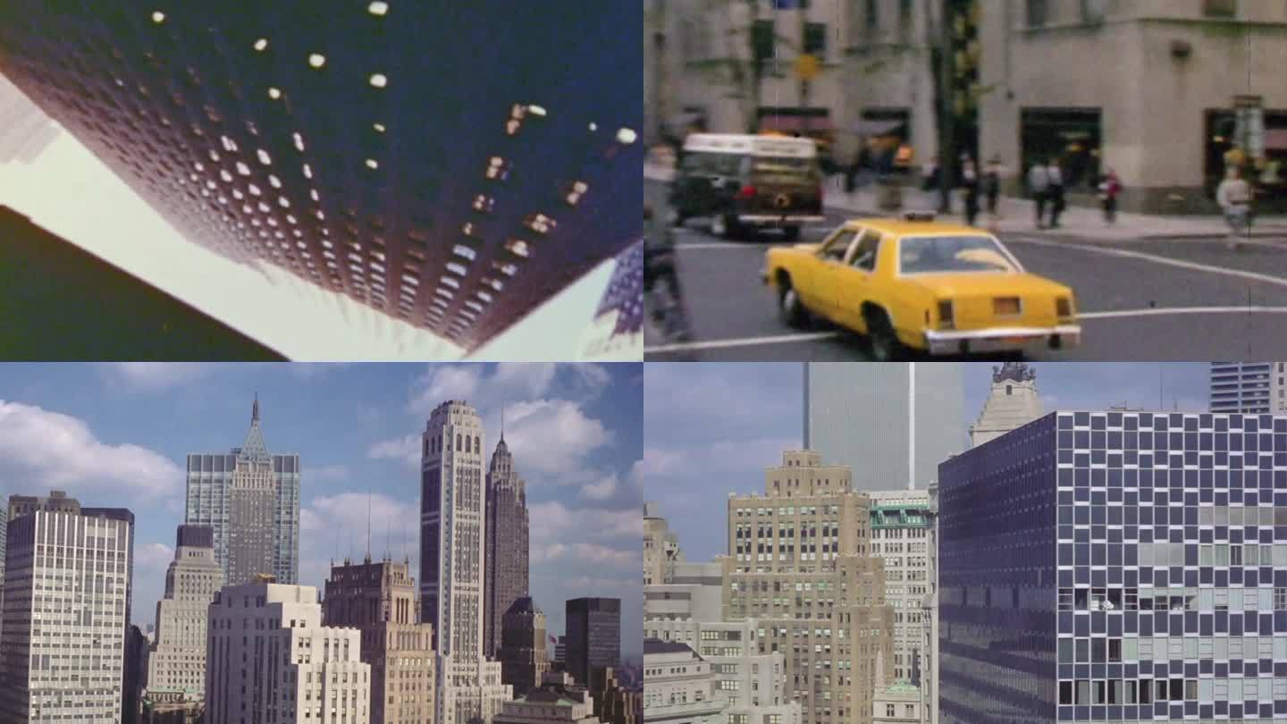 60年代纽约繁华城市高楼大厦霓虹灯