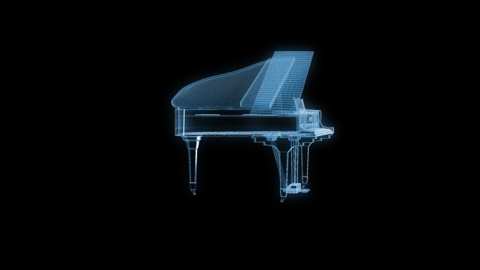 钢琴透视全息通道素材