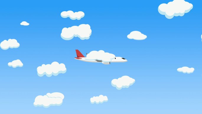 卡通飞机mg动画场景飞行飞机云彩蓝天白云