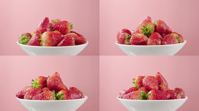 草莓在盘子里旋转展示