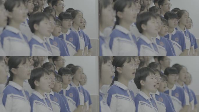 【4K灰度】合唱排练中学生美女合唱