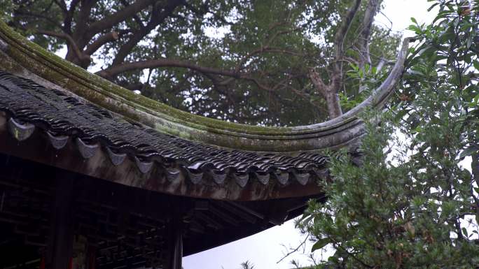 江南烟雨升格，屋檐滴水，古代屋檐