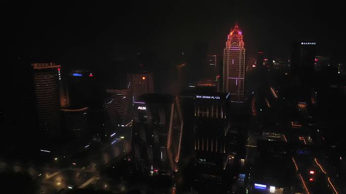 宁波南部商务区夜景航拍