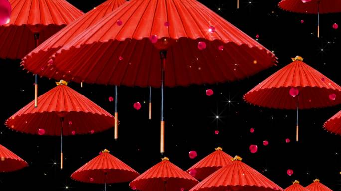 古典红伞