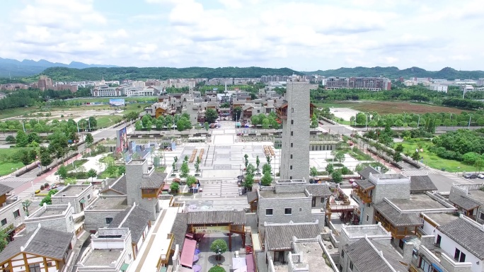 四川绵阳新北川巴拿恰羌寨羌族航拍