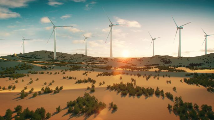 沙漠变森林沙漠治理总风力发电新能源