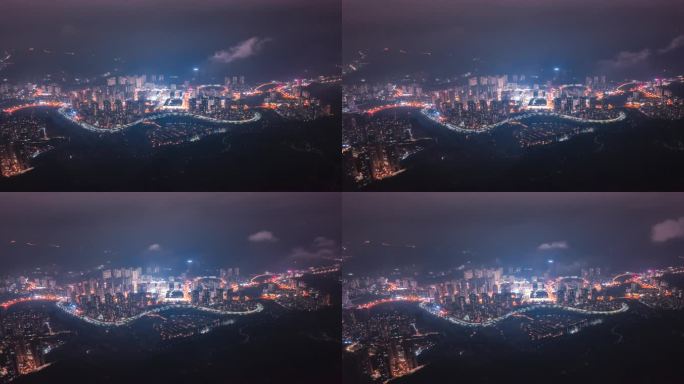 4k航拍重庆綦江区城市夜景延时