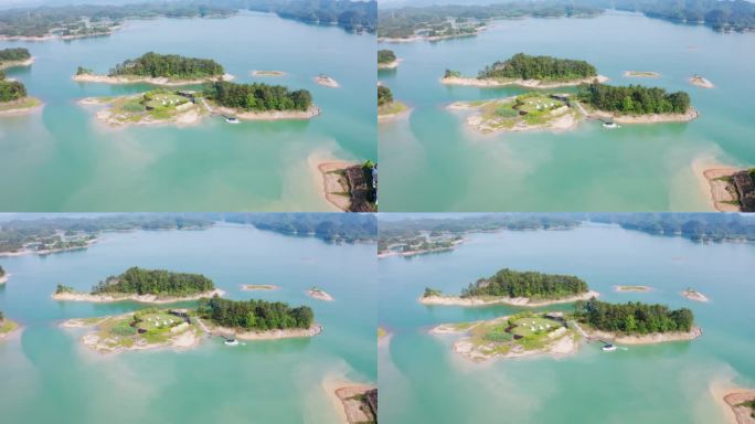 航拍杭州千岛湖自然风光