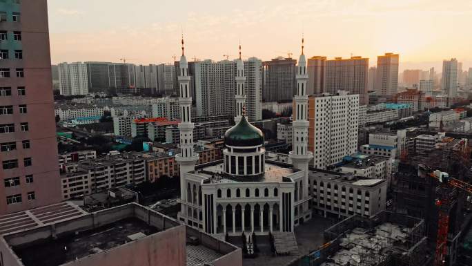 航拍西宁东关清真大寺