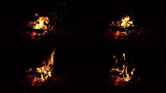 野外夜晚篝火
