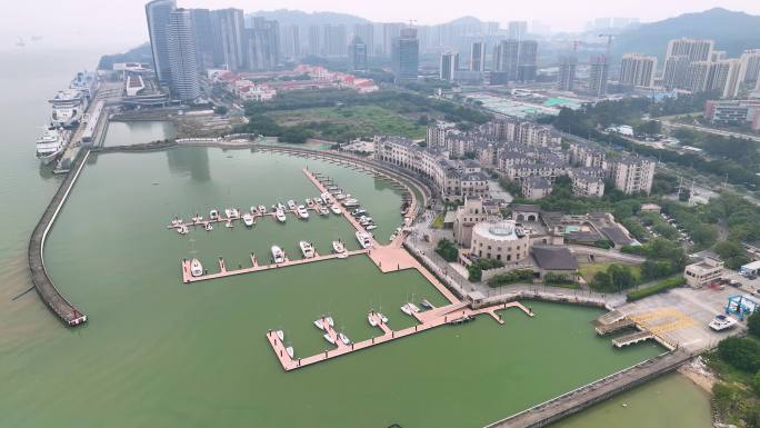 广州南沙游艇会码头航拍4K