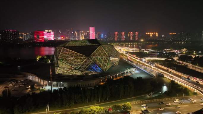 沈阳 大钻石 盛京大剧院 夜景航拍