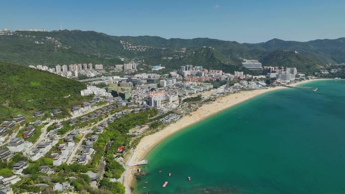 深圳盐田区大梅沙海滩航拍4K