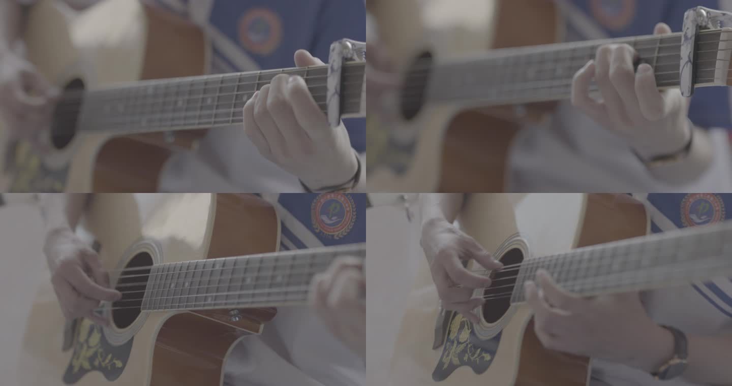 【4K灰度】弹吉他指法特写吉他练习