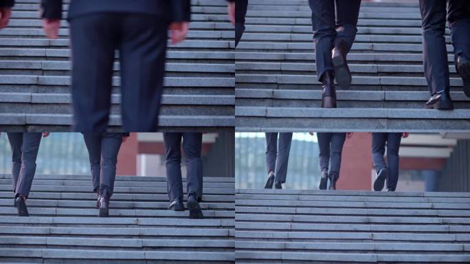 【4K】商务人士走上台阶脚步特写