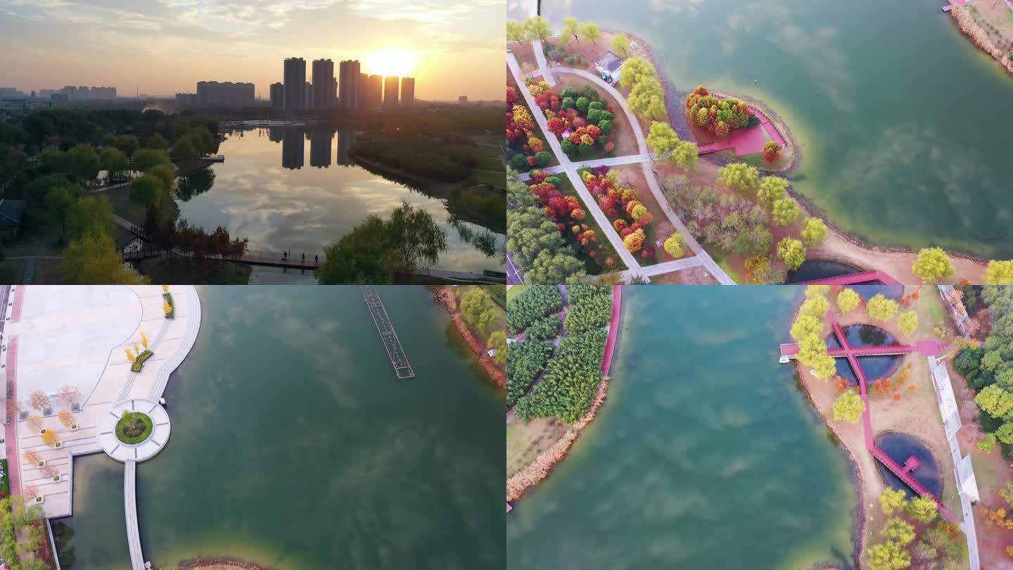 高清4k航拍 城市水系景观