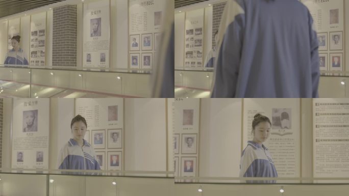 【4K灰度】中学女生游览校史馆