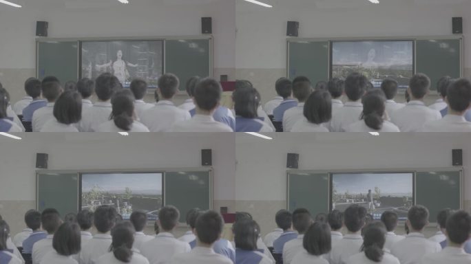 【4K灰度】高中周末放松教室看电影