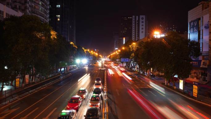 绵阳临园路临园口城市车流夜景4K延时视频